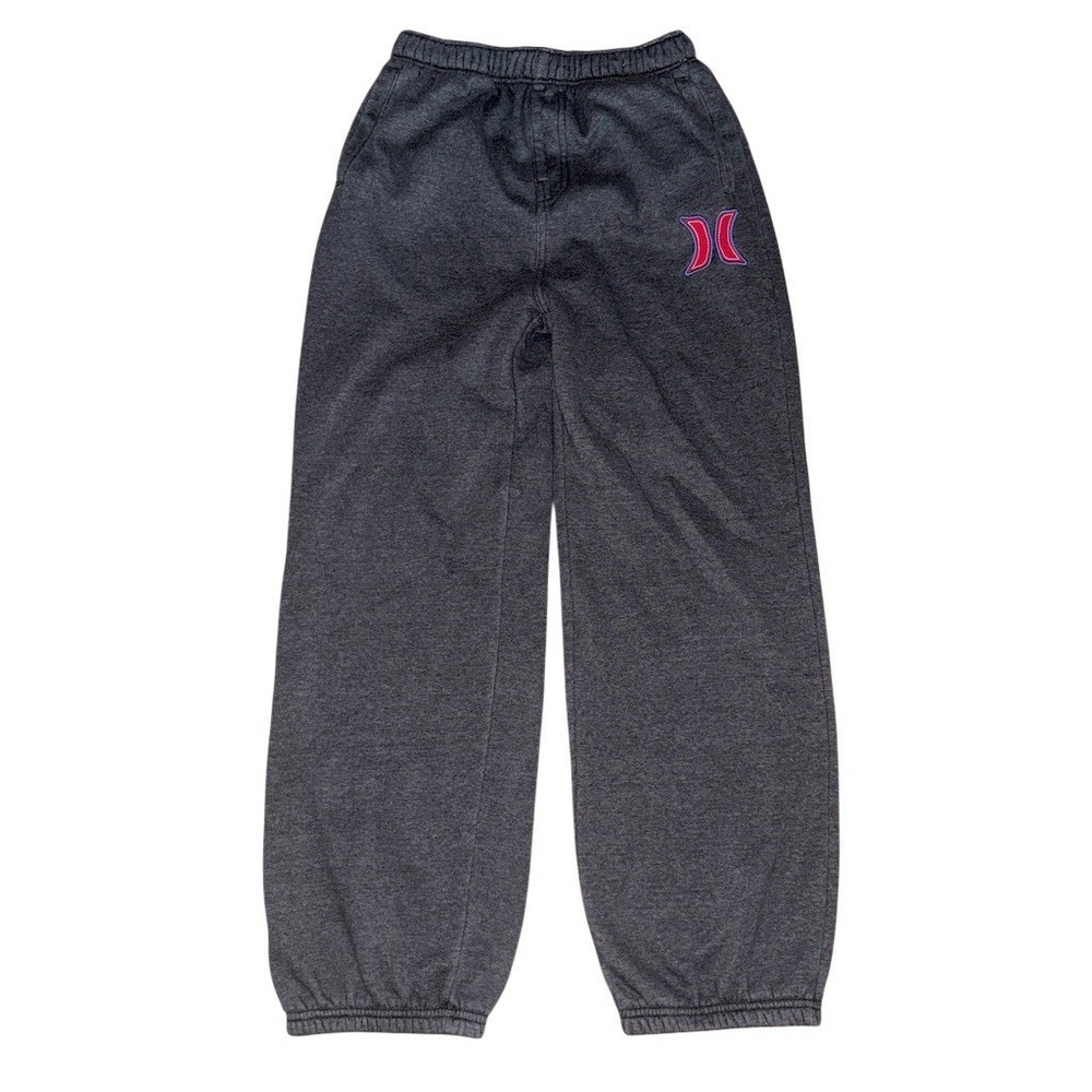 Hurley Boys Jogger Sweatpants Youth Size L Gray Heather Fleece Logo 10/12 skate